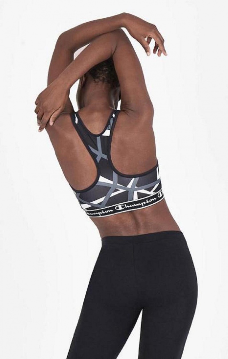 Champion Geometric Print Sports Bra Sportova Podprsenka Damske Čierne | 3467-IWREY