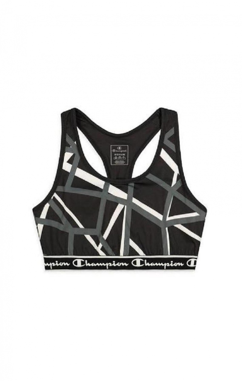 Champion Geometric Print Sports Bra Sportova Podprsenka Damske Čierne | 3467-IWREY