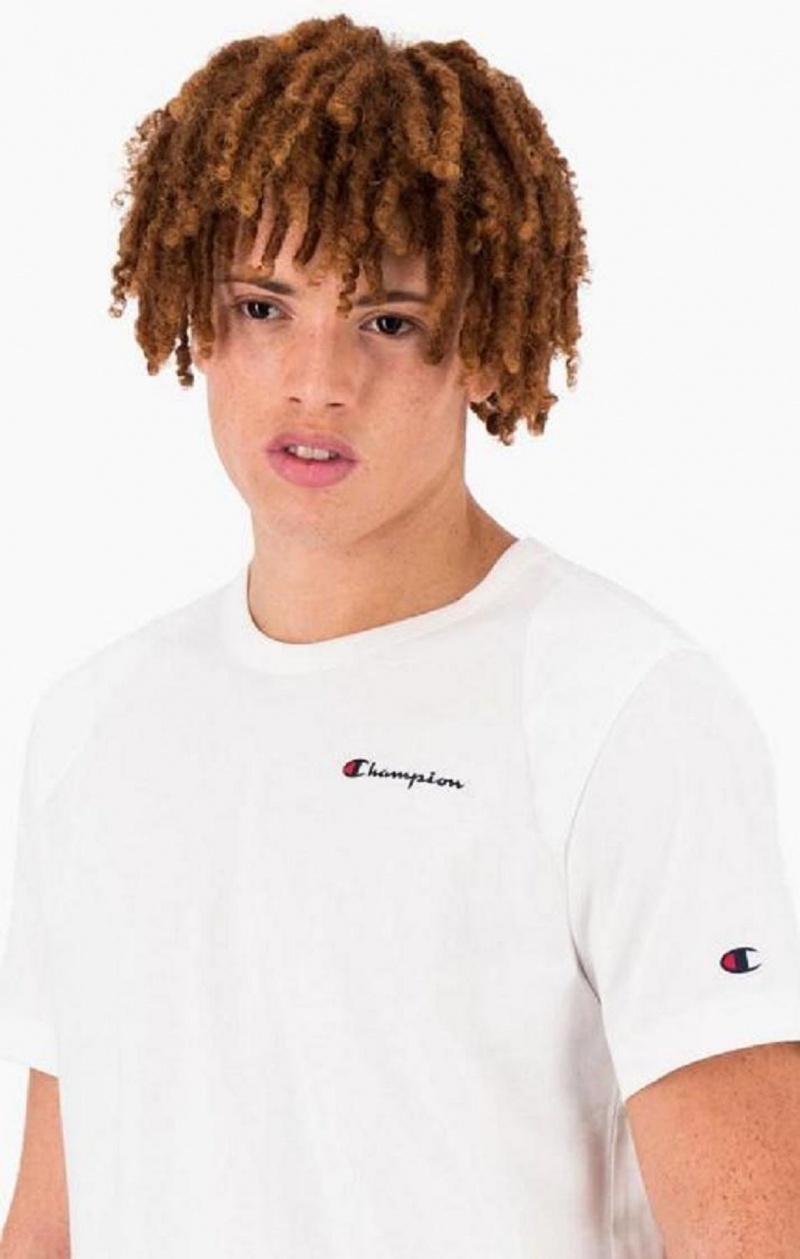 Champion Grafika Logo Print Polstrované Insert T-Shirt Tricko Panske Biele | 5708-XVJBL