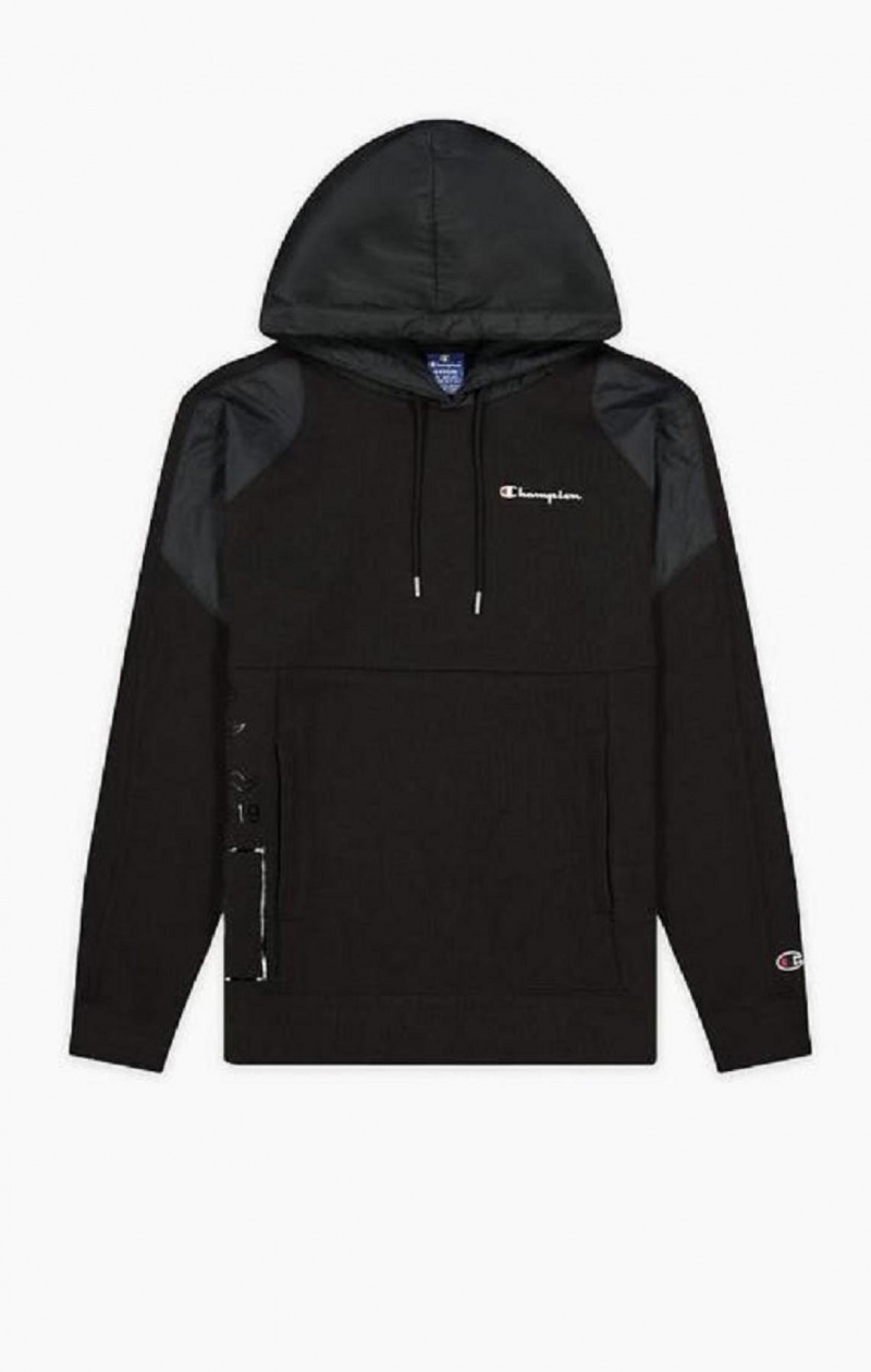 Champion Grafika Logo Print Polstrované Insert Hoodie Mikina s Kapucnou Panske Čierne | 9780-QJXIL