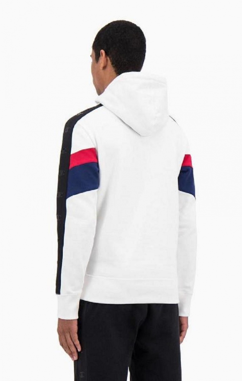 Champion Half Zip-Up Colour Block Hoodie Mikina s Kapucnou Panske Biele | 3140-EAPFO