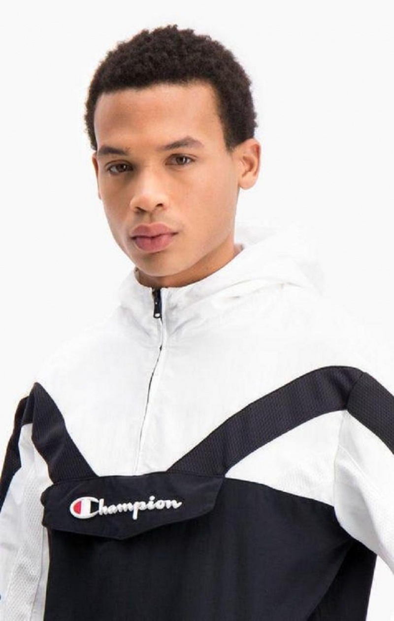 Champion Half Zip-Up Colour Block S Kapucňou Tracking Jacket Mikina s Kapucnou Panske Čierne | 6519-QKPIF