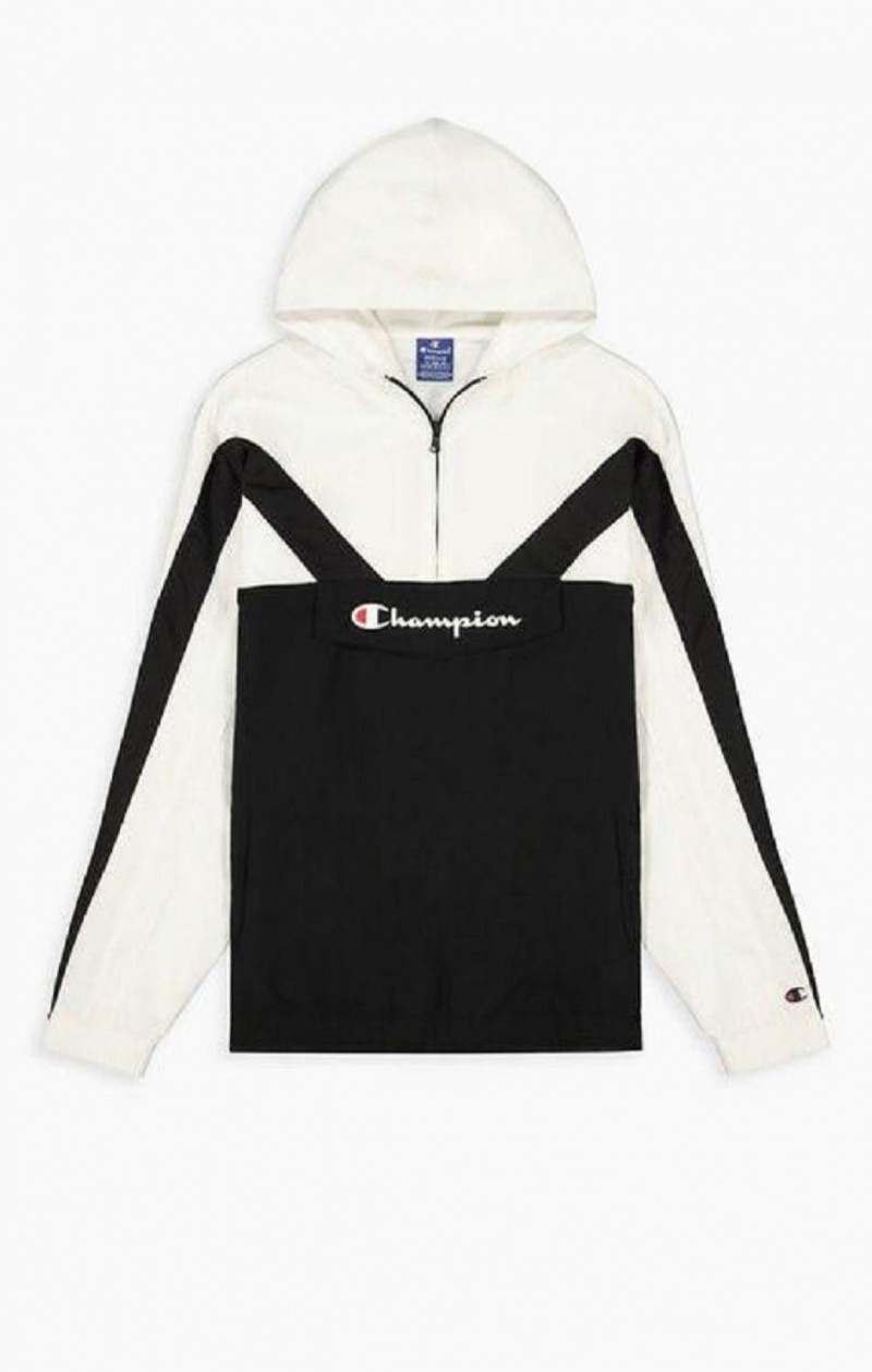 Champion Half Zip-Up Colour Block S Kapucňou Tracking Jacket Mikina s Kapucnou Panske Čierne | 6519-QKPIF