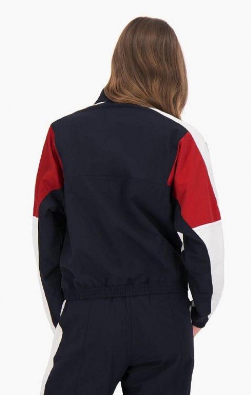 Champion Half Zip-Up Colour Block Tracking Jacket Bundy Damske Tmavo Modre | 6308-FRNGQ