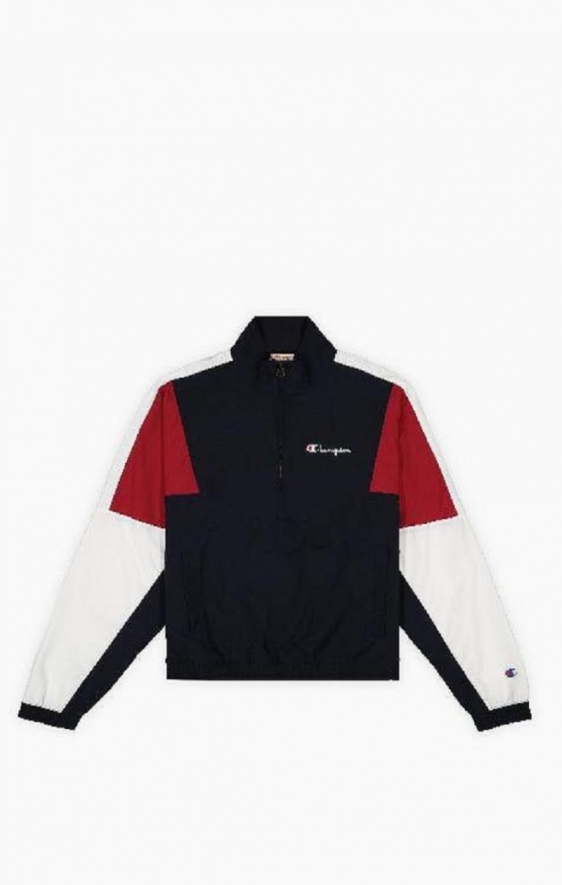 Champion Half Zip-Up Colour Block Tracking Jacket Bundy Damske Tmavo Modre | 6308-FRNGQ