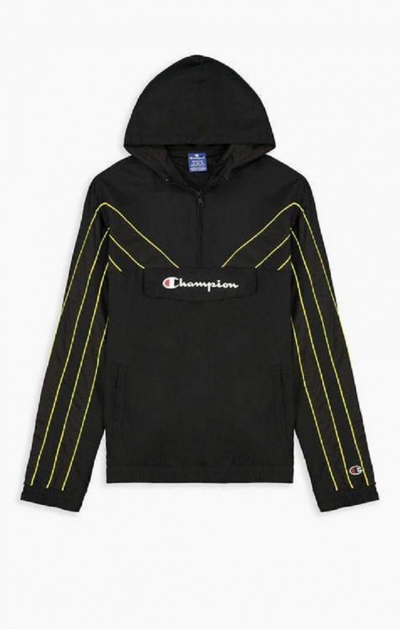 Champion Half Zip-Up Neon Stripe S Kapucňou Tracking Jacket Mikina s Kapucnou Panske Čierne | 6305-CBDAX