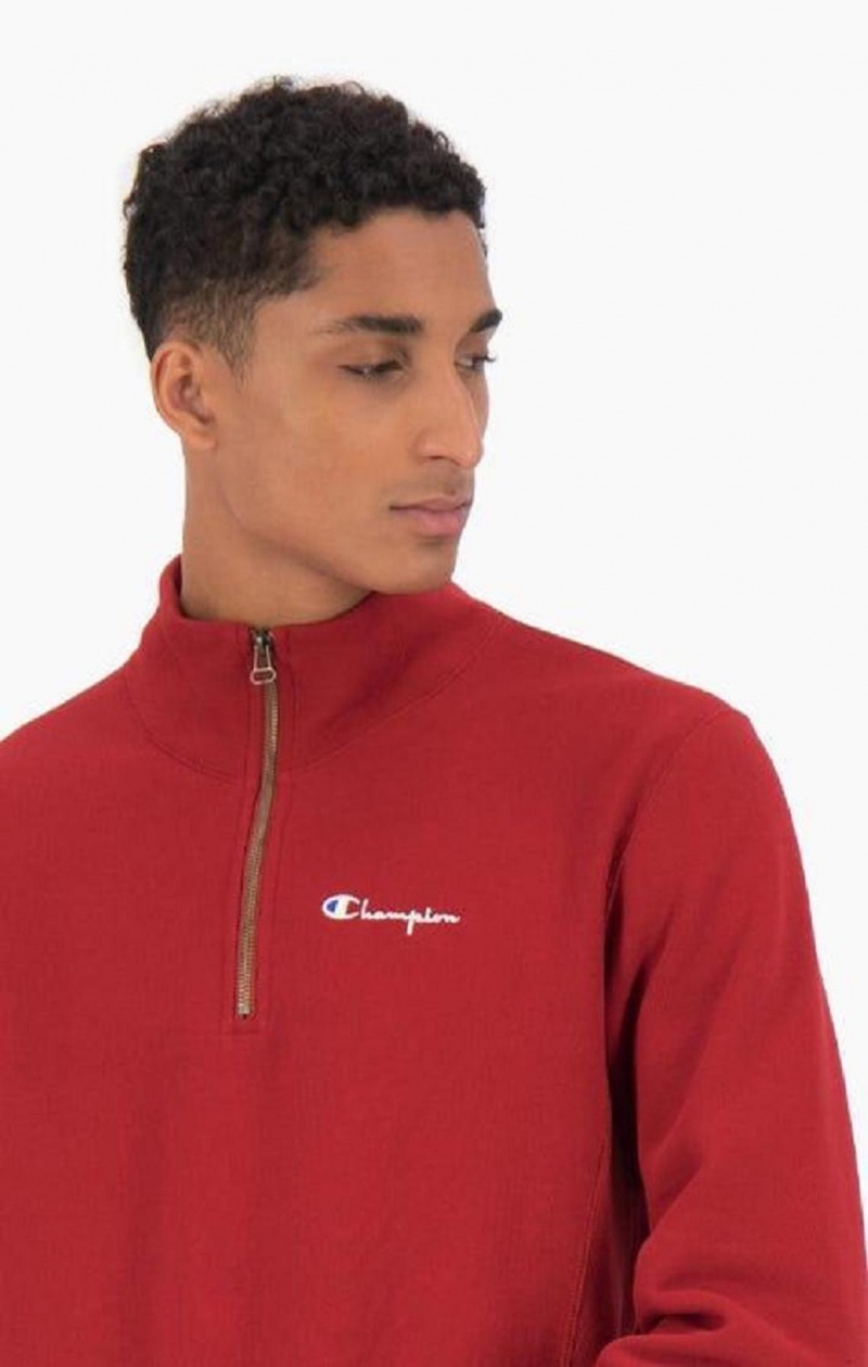 Champion Half Zip-Up Reverse Weave Sweatshirt Mikiny Panske Bordove | 8034-RTHVP