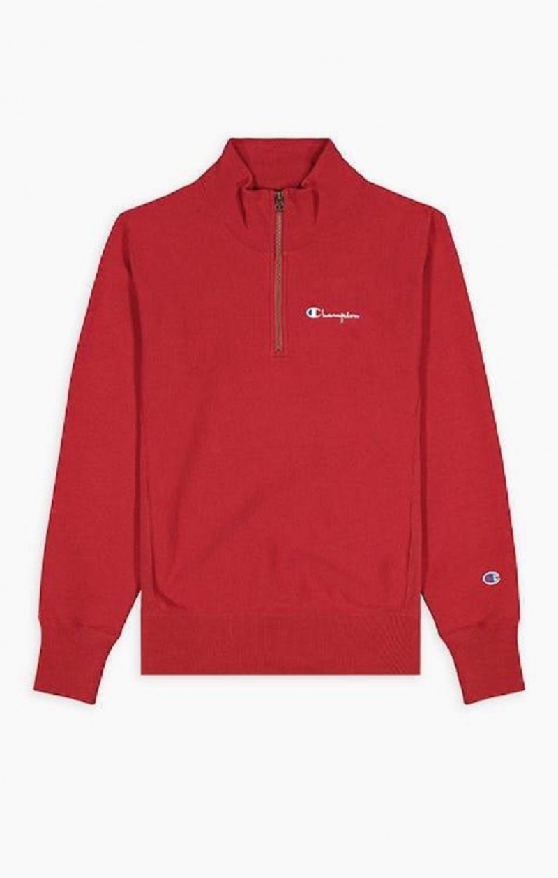 Champion Half Zip-Up Reverse Weave Sweatshirt Mikiny Panske Bordove | 8034-RTHVP