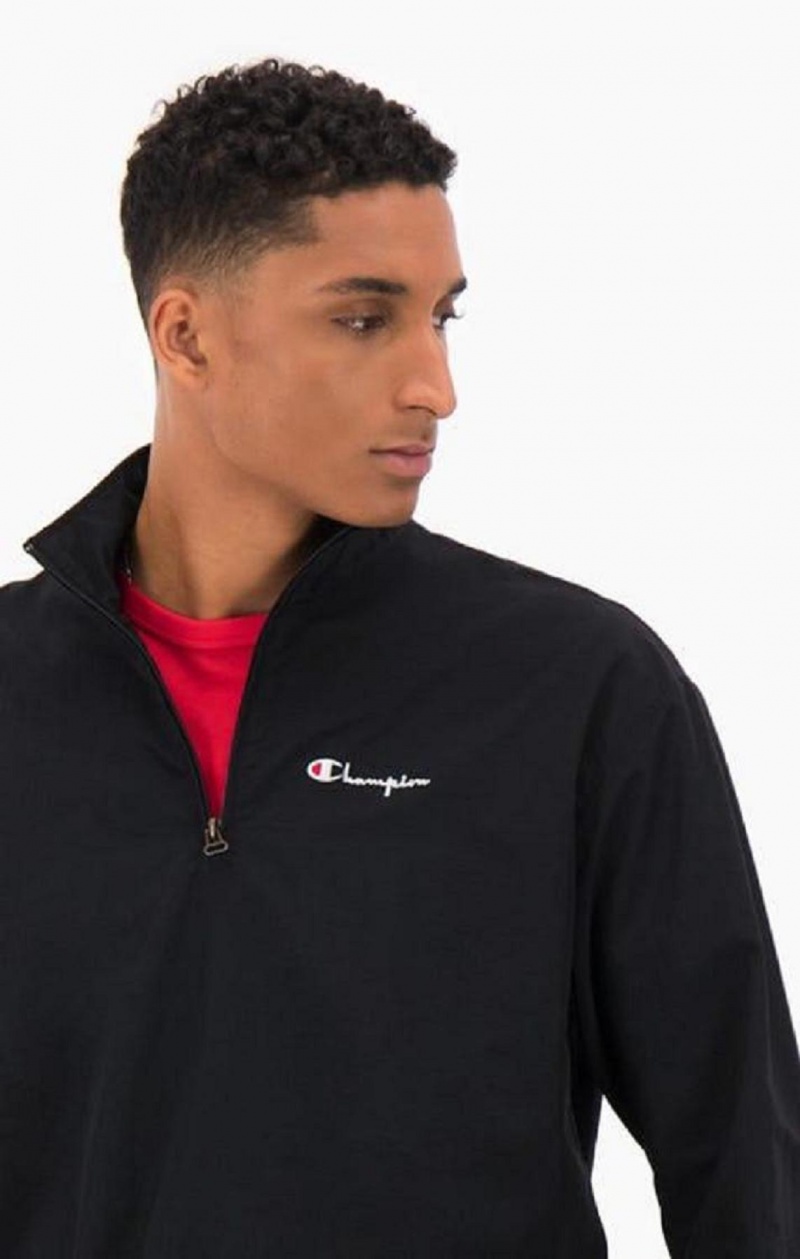 Champion Half Zip-Up Script Logo Tracking Jacket Bundy Panske Čierne | 5908-LWEMG