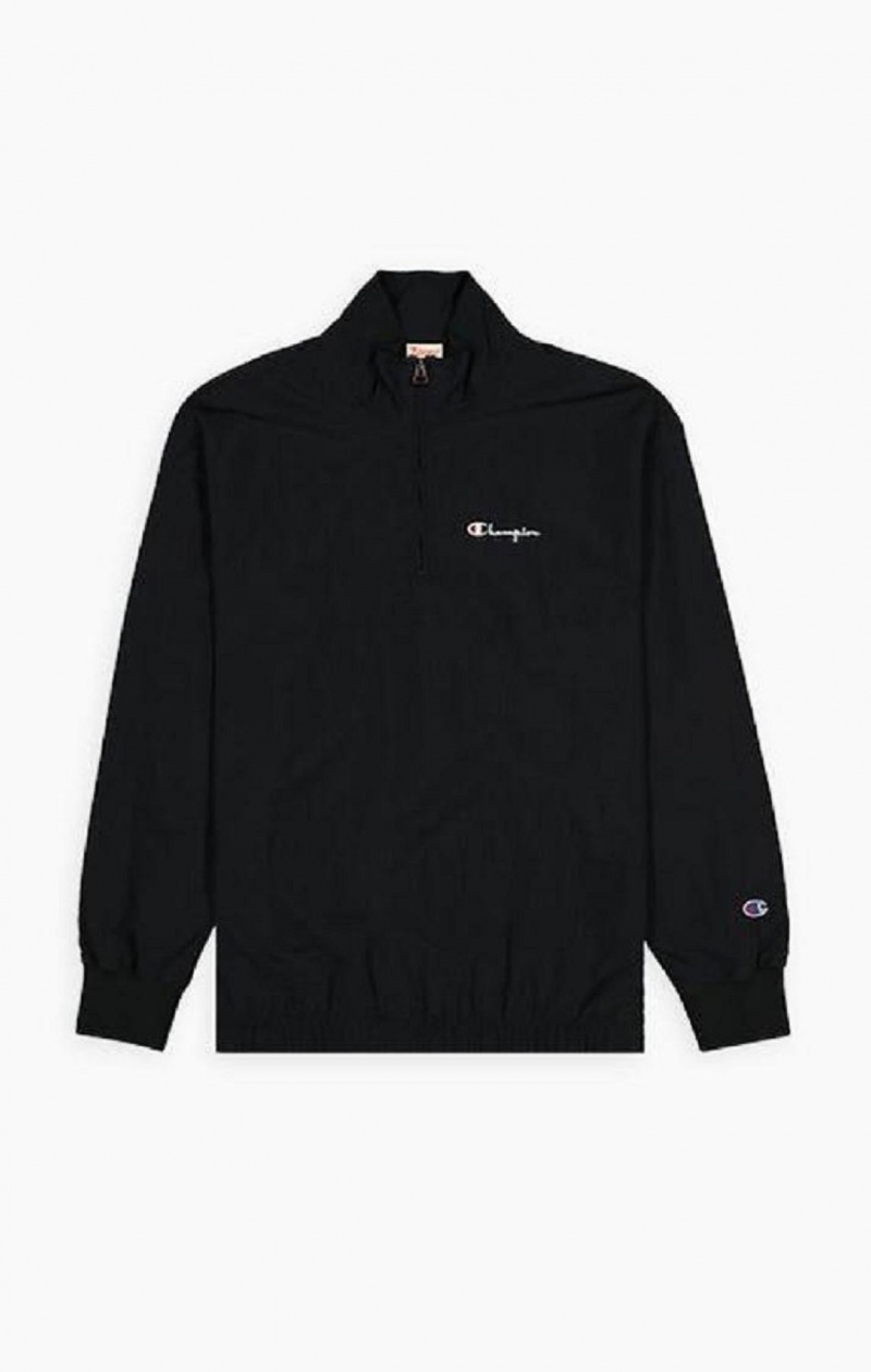 Champion Half Zip-Up Script Logo Tracking Jacket Bundy Panske Čierne | 5908-LWEMG