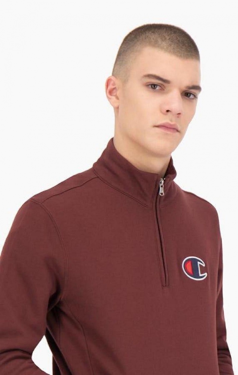 Champion Half Zip-Up Semisove C Sweatshirt Mikiny Panske Hnede | 8246-DHAET