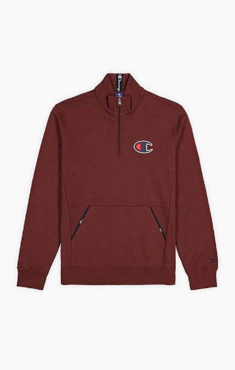 Champion Half Zip-Up Semisove C Sweatshirt Mikiny Panske Hnede | 8246-DHAET