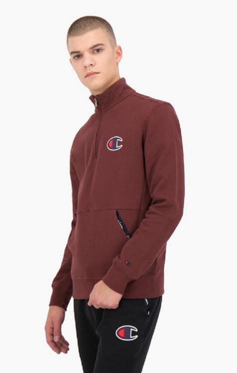 Champion Half Zip-Up Semisove C Sweatshirt Mikiny Panske Hnede | 8246-DHAET