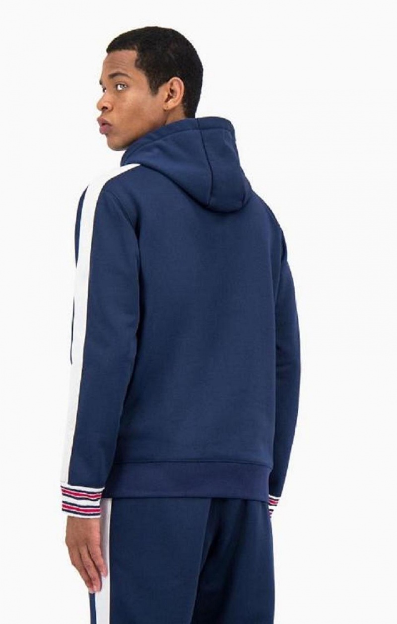 Champion Half Zip-Up Stripe Sleeve Basketball Sweatshirt Mikina s Kapucnou Panske Modre | 6291-EDRXJ