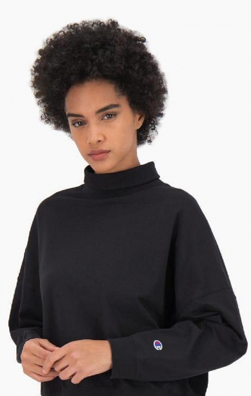 Champion High Neck Batwing Sleeve Top Tricko Damske Čierne | 4058-OAQKS