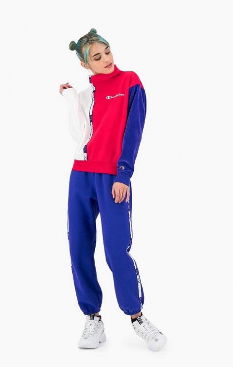 Champion High Neck Colour Block Retro Sweatshirt Mikiny Damske Červené Biele | 7821-TECDJ