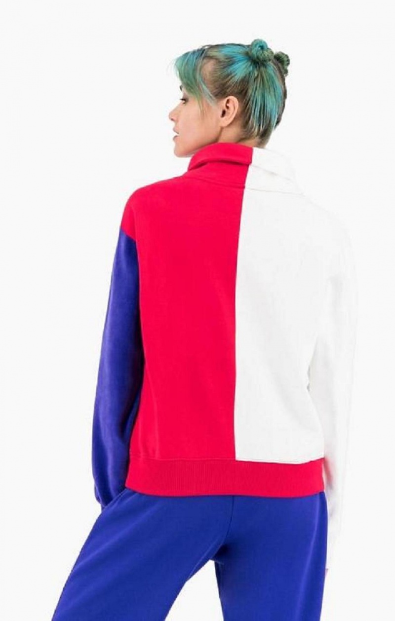 Champion High Neck Colour Block Retro Sweatshirt Mikiny Damske Červené Biele | 7821-TECDJ