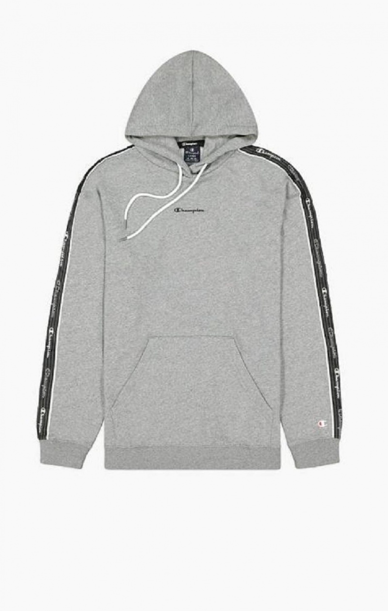 Champion Jacquard Logo Tape Hoodie Mikina s Kapucnou Panske Tmavo Siva | 4502-OAZSR