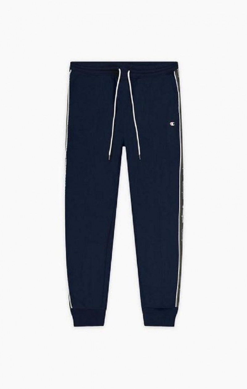 Champion Jacquard Logo Tape Joggers Jogger Nohavice Panske Tmavo Modre | 4209-JBGZU