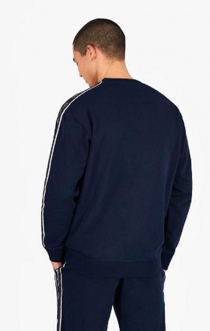 Champion Jacquard Logo Tape Sweatshirt Mikiny Panske Tmavo Modre | 1479-GRWMP