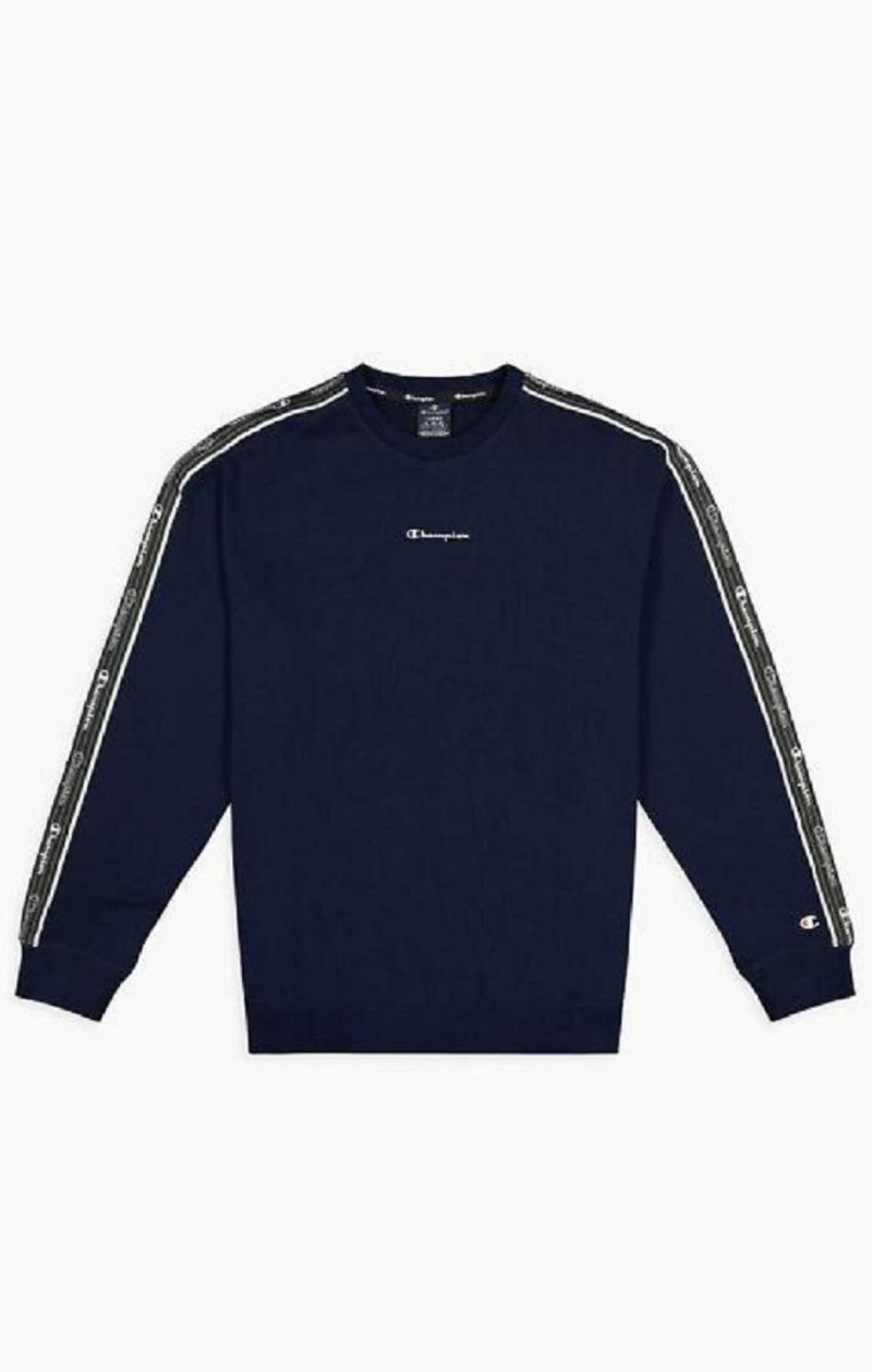 Champion Jacquard Logo Tape Sweatshirt Mikiny Panske Tmavo Modre | 1479-GRWMP