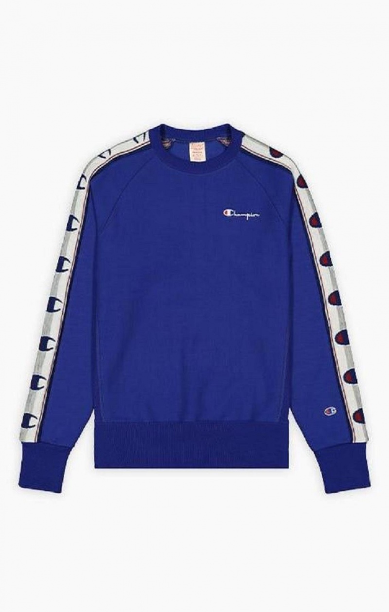 Champion Jacquard Logo Tape Sweatshirt Mikiny Panske Modre | 1283-RJXPG