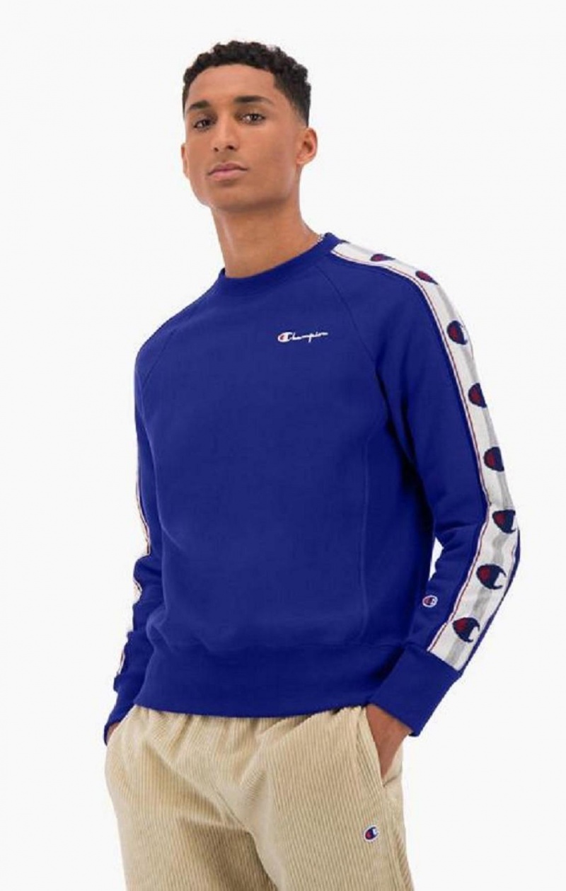 Champion Jacquard Logo Tape Sweatshirt Mikiny Panske Modre | 1283-RJXPG