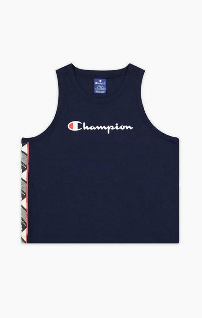 Champion Jacquard Logo Tape Tank Top Tricko Damske Tmavo Tyrkysové | 7213-XFWLM