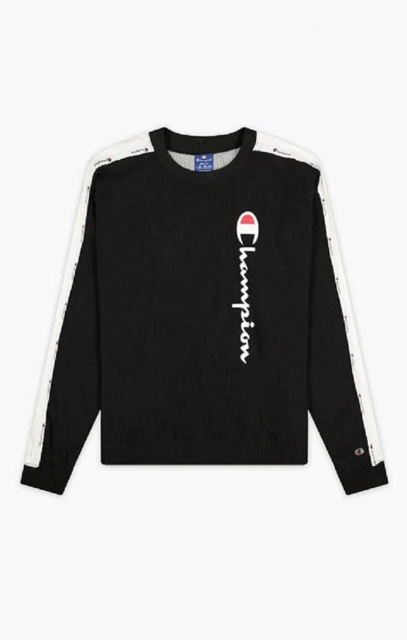 Champion Jacquard Logo Tape Tracking Sweatshirt Mikiny Damske Čierne | 0593-BWTUC