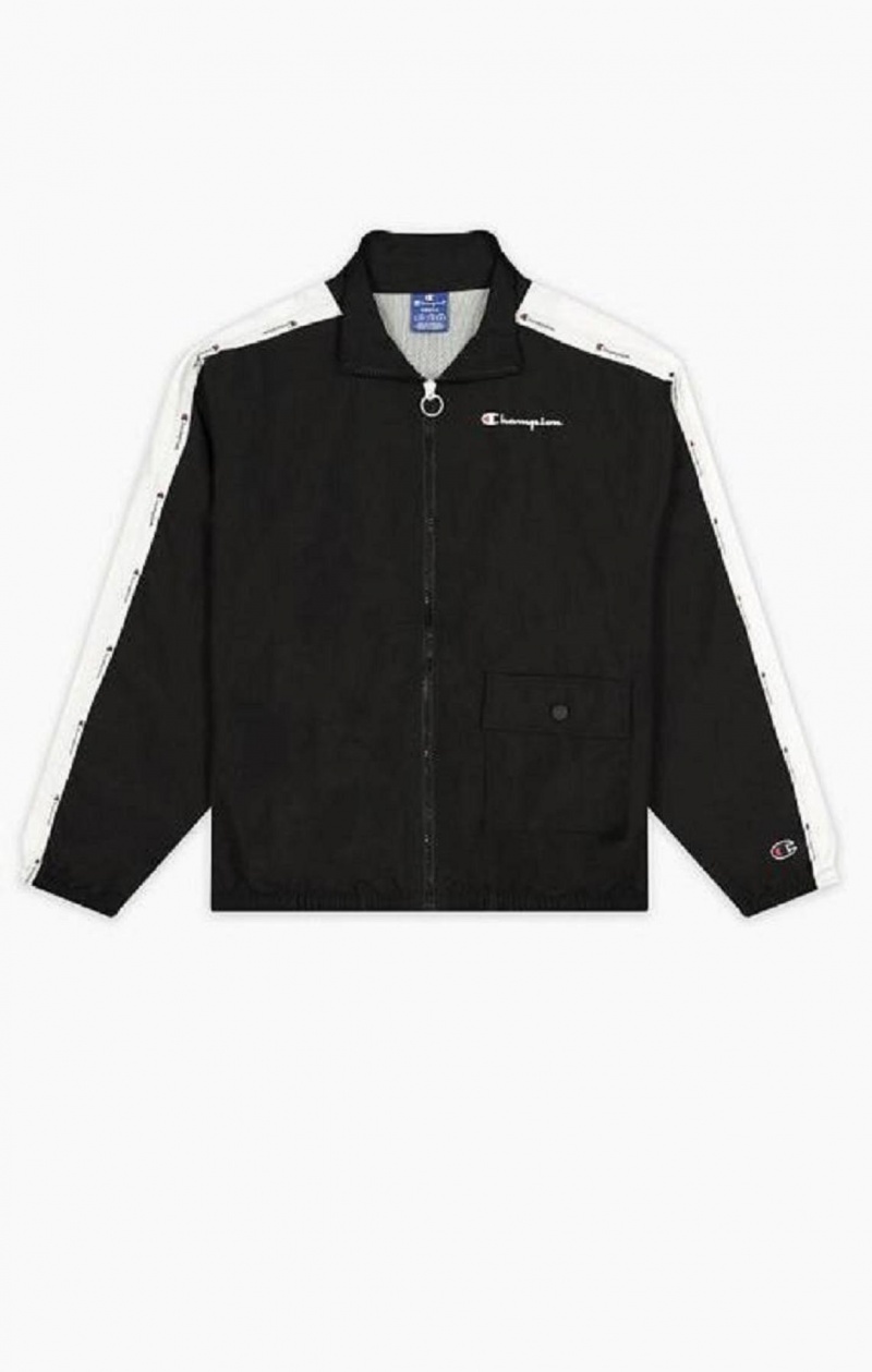 Champion Jacquard Logo Tape Zip-Up Tracking Jacket Bundy Damske Čierne | 9621-PVESF