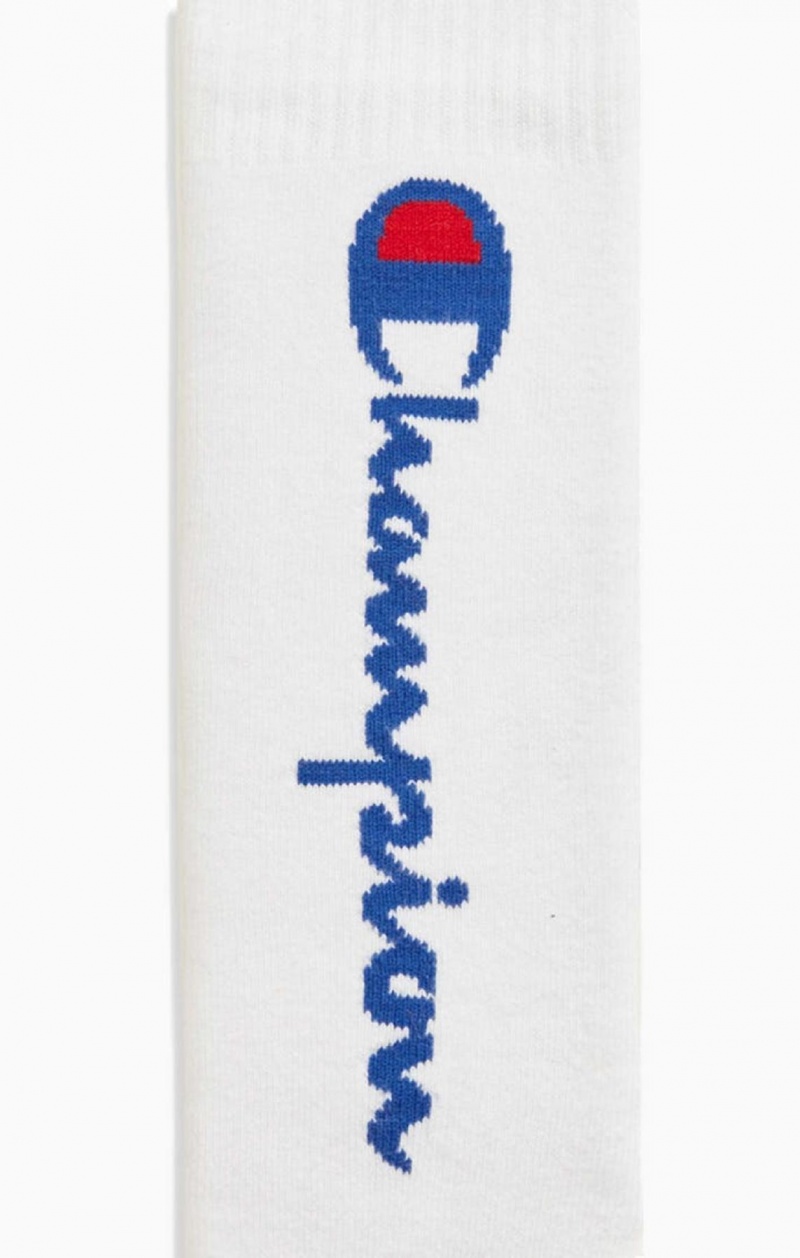 Champion Knee-High Script Logo Tube Socks Ponozky Damske Biele | 5231-LGQEO