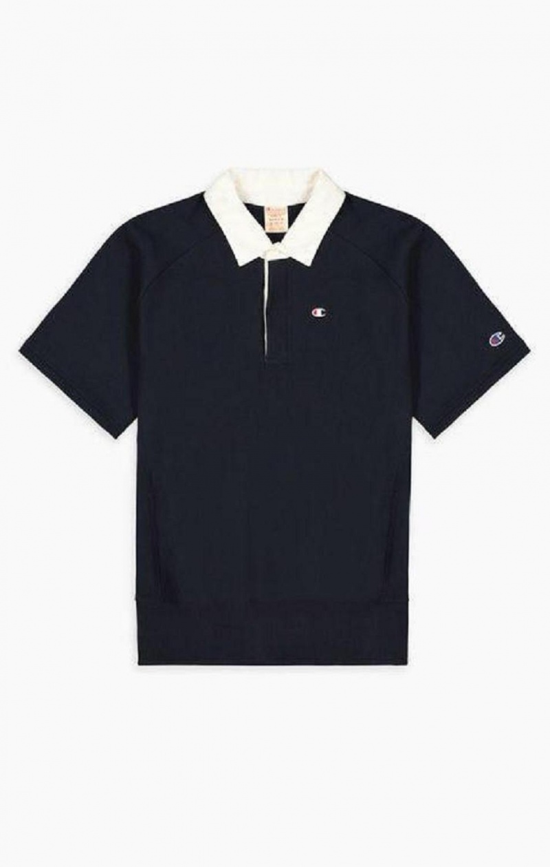 Champion Kratke Sleeve Reverse Weave Polo Sweatshirt Mikiny Panske Čierne | 6725-NROZE