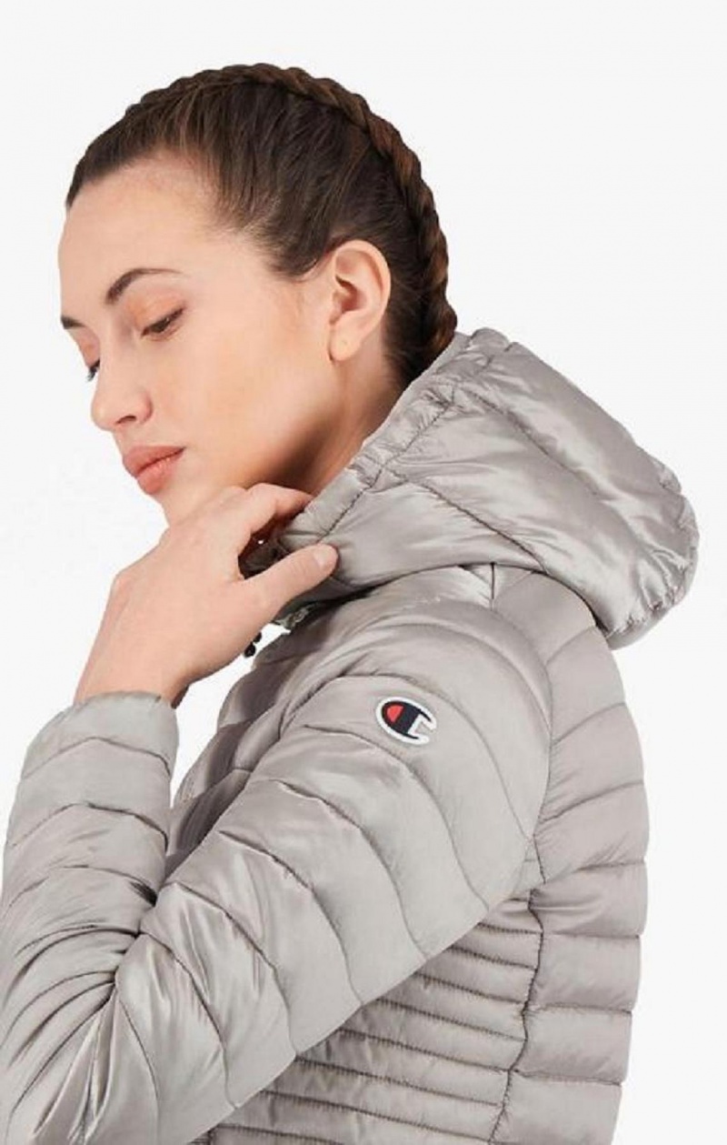 Champion Lahke Polstrované S Kapucňou Jacket Bundy Damske Biele | 4619-KFVNH