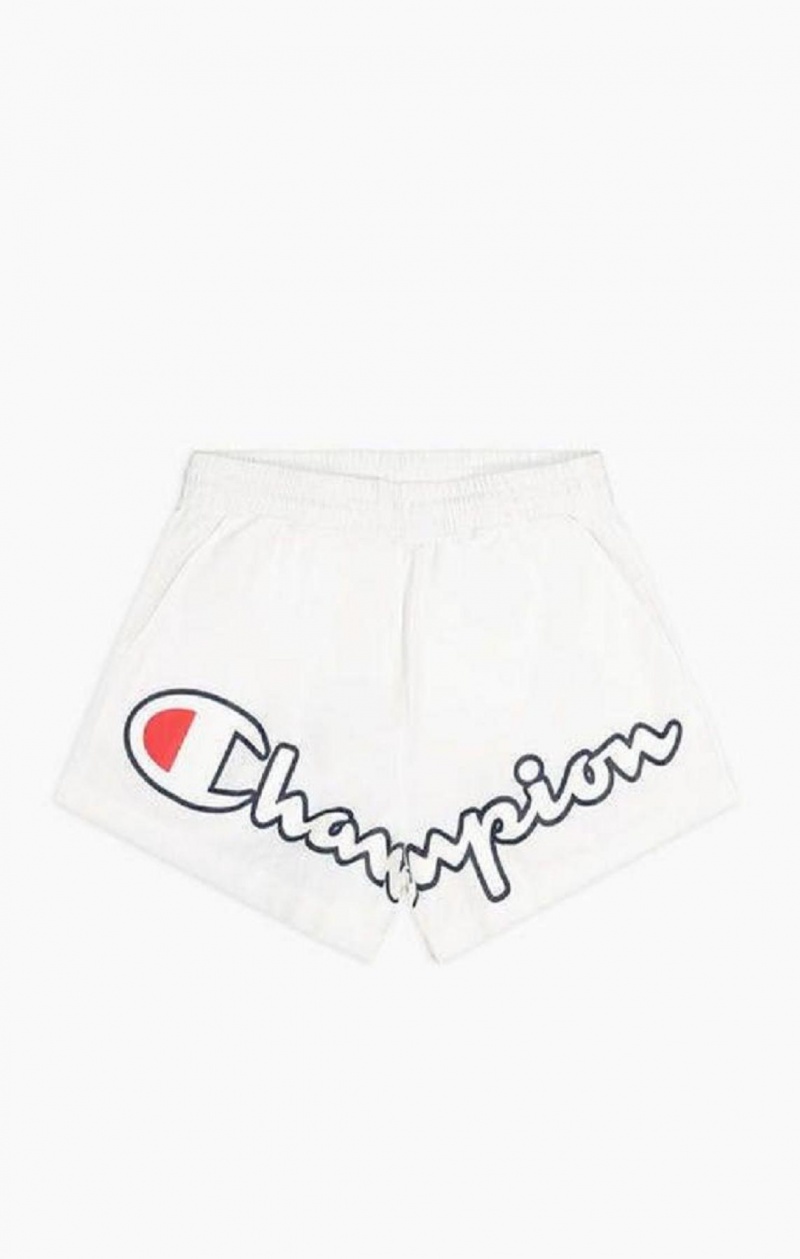 Champion Logo Leg Tracking Shorts Kratasy Damske Biele | 3850-LDFGB