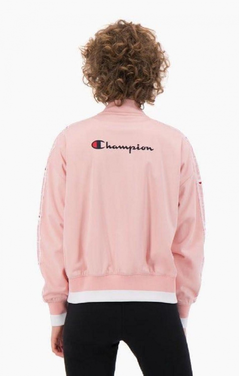 Champion Logo Tape Bi-Colour Trim Bomber Jacket Bundy Damske Ruzove | 1625-GEQSN