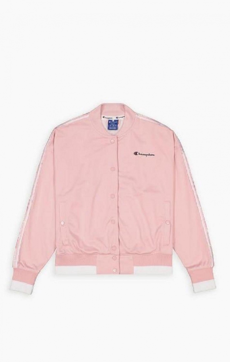 Champion Logo Tape Bi-Colour Trim Bomber Jacket Bundy Damske Ruzove | 1625-GEQSN