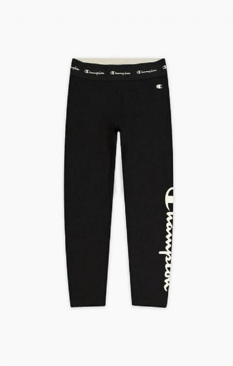 Champion Logo Tape Stretch Crop Leggings Jogger Nohavice Damske Čierne | 5603-TCVNO