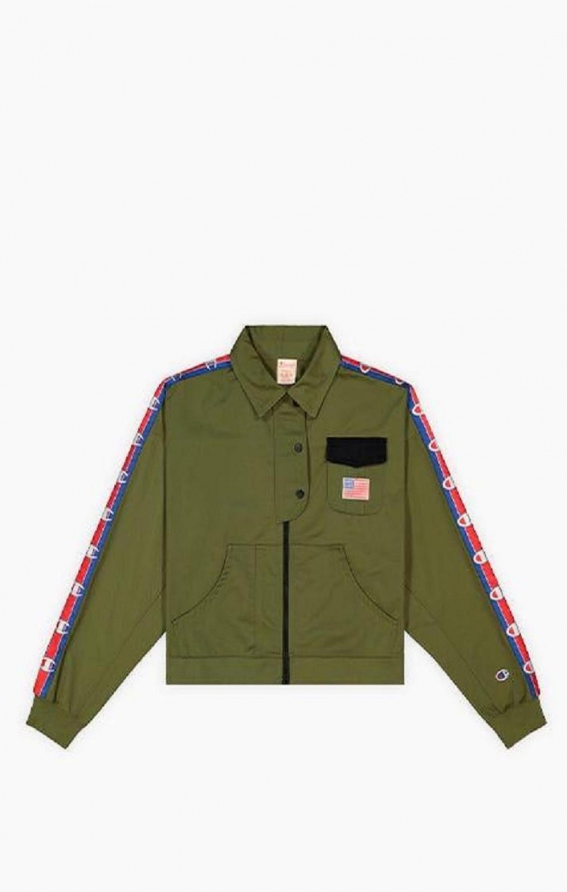 Champion Logo Tape Utility Jacket Bundy Damske Olivovo Zelená Zelene | 0127-XJGIK