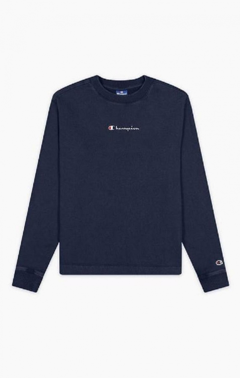 Champion Long Sleeve Bavlnene Fleece T-Shirt Tricko Damske Tmavo Tyrkysové | 0954-MVAWH