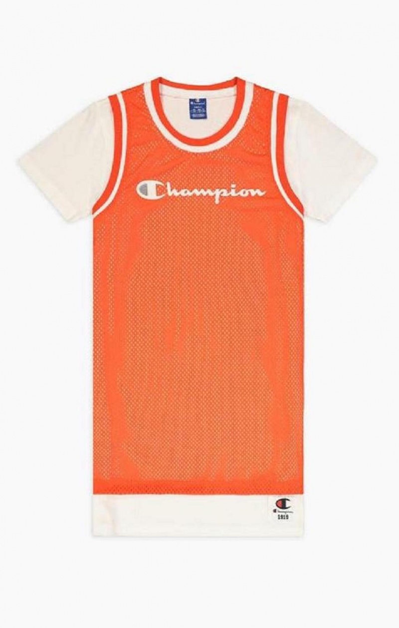 Champion Mesh Detail Double Layer T-Shirt Saty Saty Damske Oranžové | 6173-XMISA