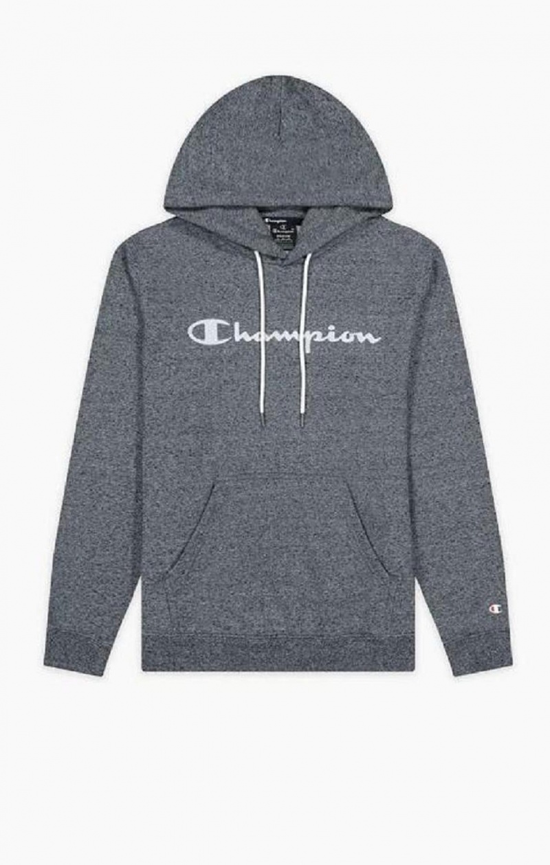 Champion Mesh Effect Script Logo Hoodie Mikina s Kapucnou Panske Tmavo Siva | 9472-DRAFU