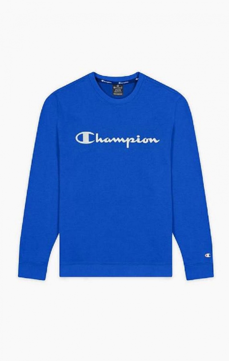 Champion Mesh Effect Script Logo Sweatshirt Mikiny Panske Modre | 8792-WLFKV