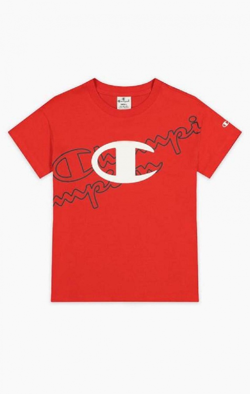 Champion Multi Logo Cropped T-Shirt Tricko Damske Červené | 4972-BAHKP