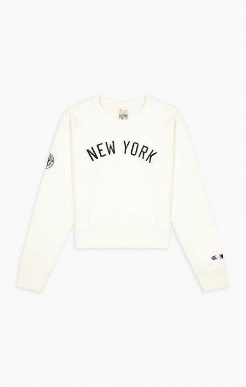 Champion New York MLB Cropped Reverse Weave Sweatshirt Mikiny Damske Hnede | 9751-MNPCU