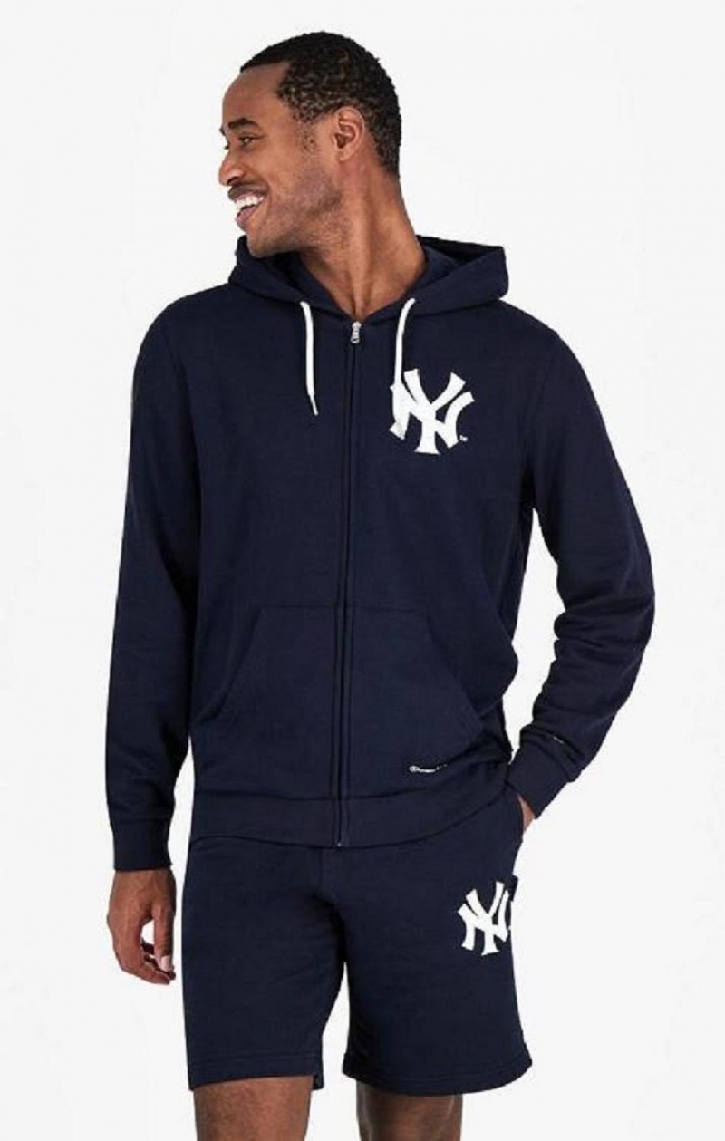 Champion New York MLB Hoodie Mikina s Kapucnou Panske Tmavo Modre | 4735-NYDAJ