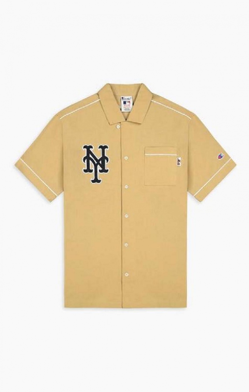 Champion New York MLB Kratke Sleeved Shirt Tricko Panske Béžové | 9821-WDBKO