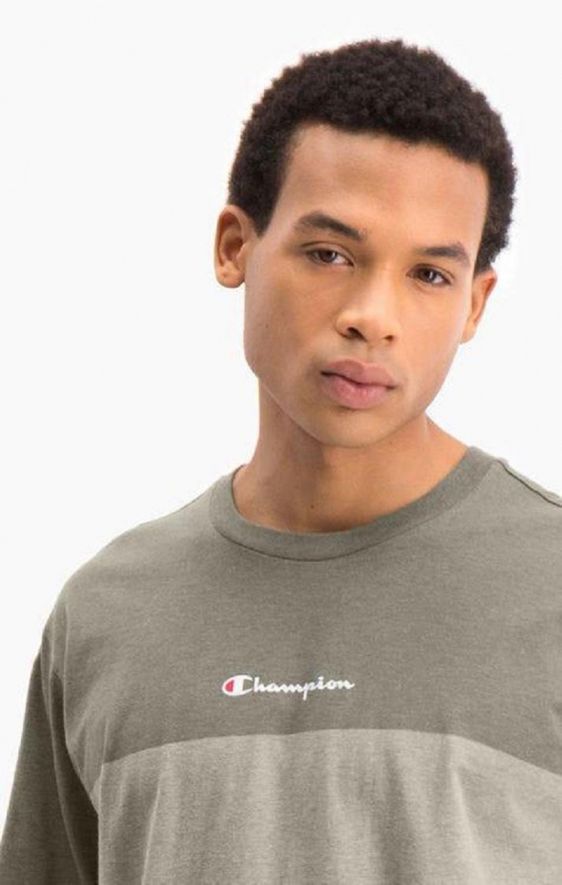 Champion Ombré Panelled T-Shirt Tricko Panske Zelene | 4087-TIKYF