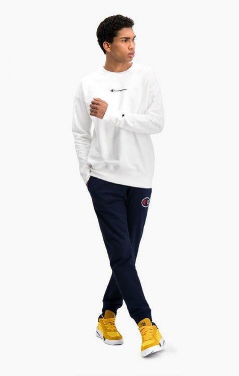 Champion Oversized Script Logo Print Sweatshirt Mikiny Panske Biele | 2901-MASJY