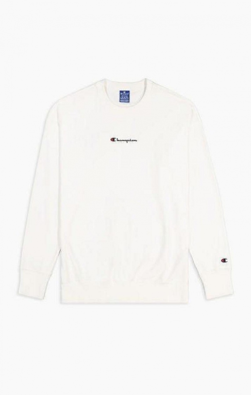 Champion Oversized Script Logo Print Sweatshirt Mikiny Panske Biele | 2901-MASJY