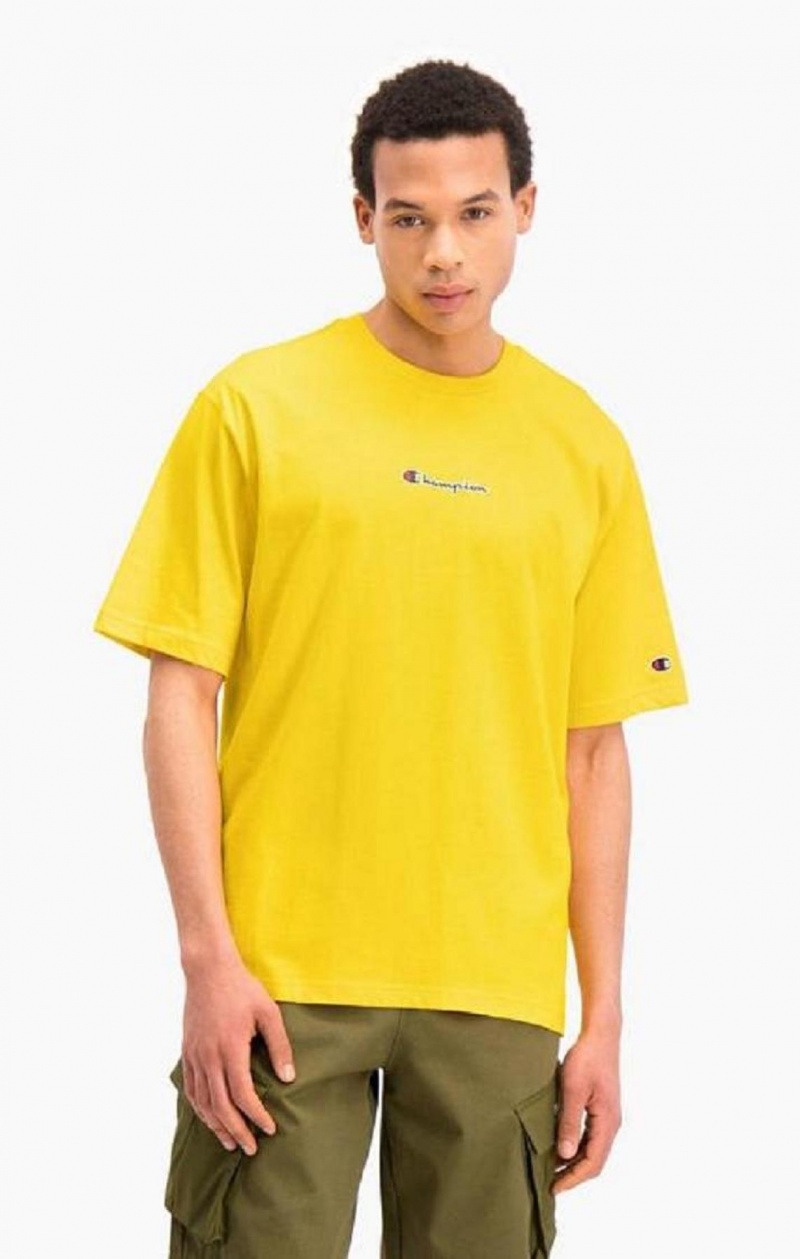 Champion Oversized Script Logo Print T-Shirt Tricko Panske Zlate | 2904-SILPU